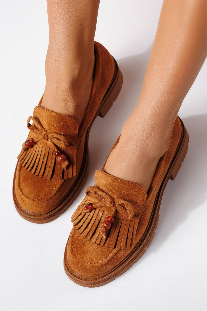 Női alkalmi cipők barna öko bőrből velúrból  Eliana #24441