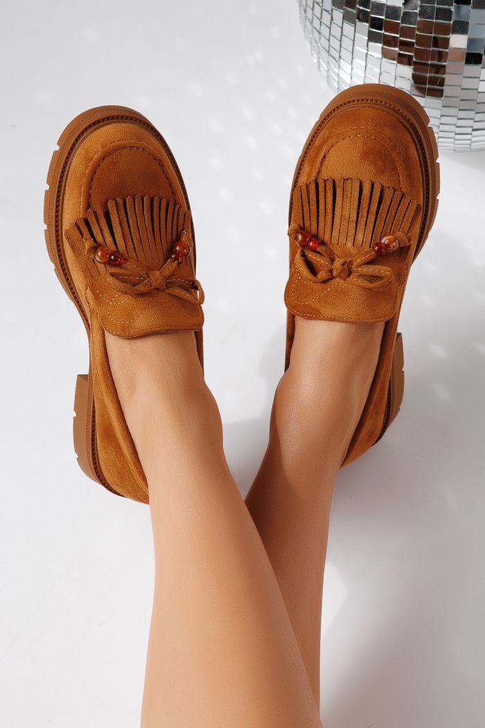 Női alkalmi cipők barna öko bőrből velúrból  Eliana #24441