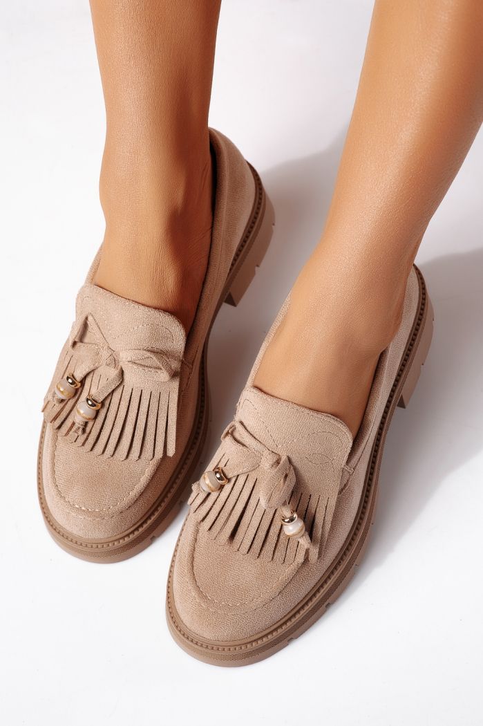 Női alkalmi cipők khaki öko bőrből velúrból  Eliana #24439