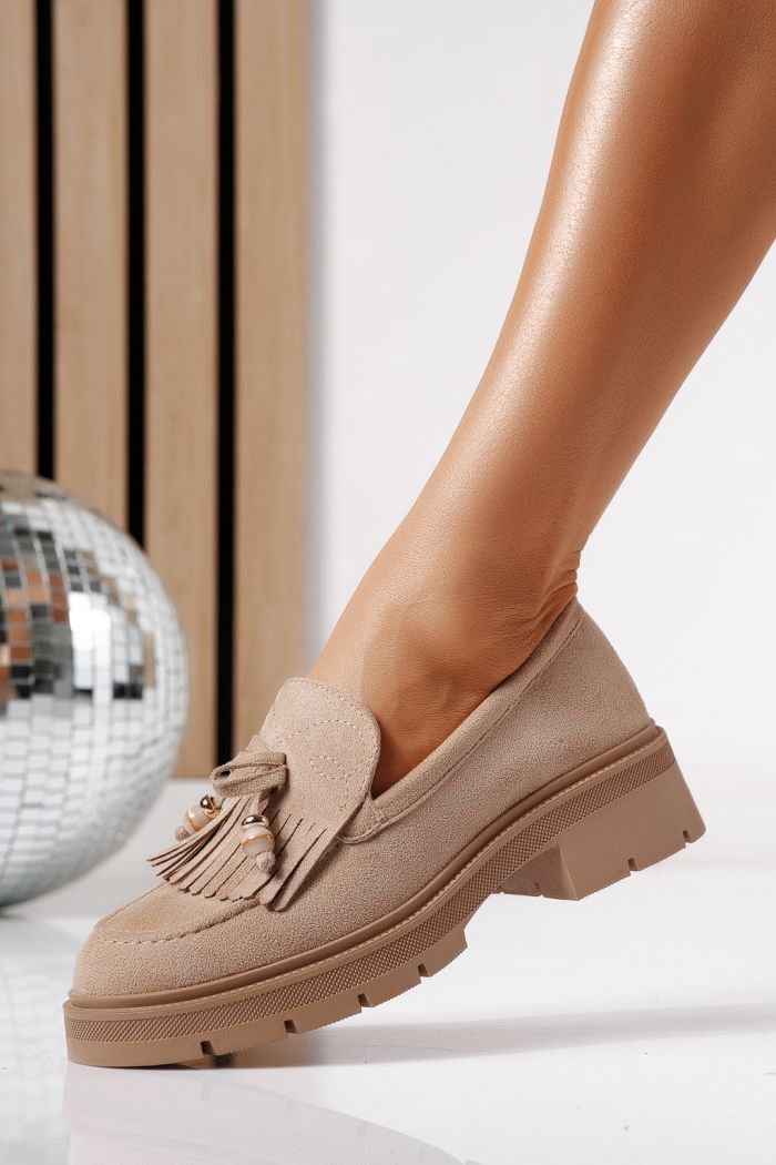 Női alkalmi cipők khaki öko bőrből velúrból  Eliana #24439