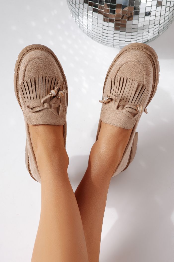 Női alkalmi cipők khaki öko bőrből velúrból  Eliana #24439