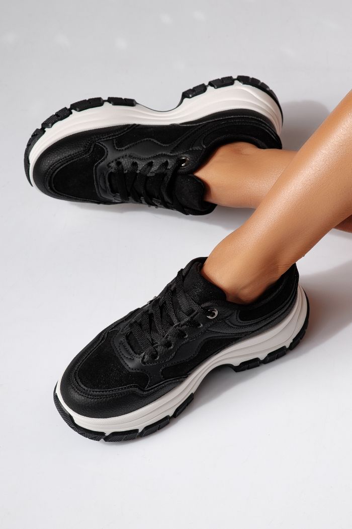 Női sportcipők fekete öko bőrből készült Savina #24495