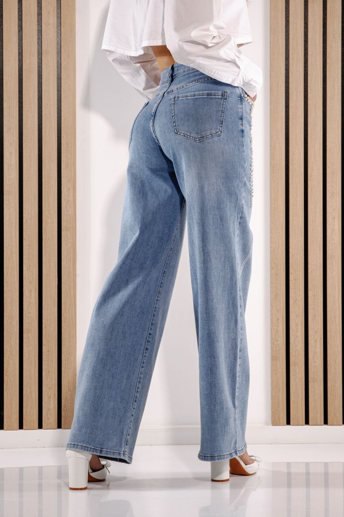 Női Wide Leg farmernadrágok Alena kék #A1380