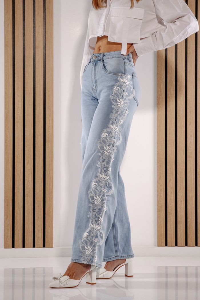 Női Wide Leg farmernadrágok Calina kék #A1385