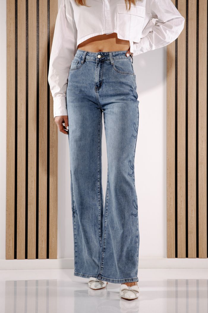 Női Wide Leg farmernadrágok Elaine kék #A1377