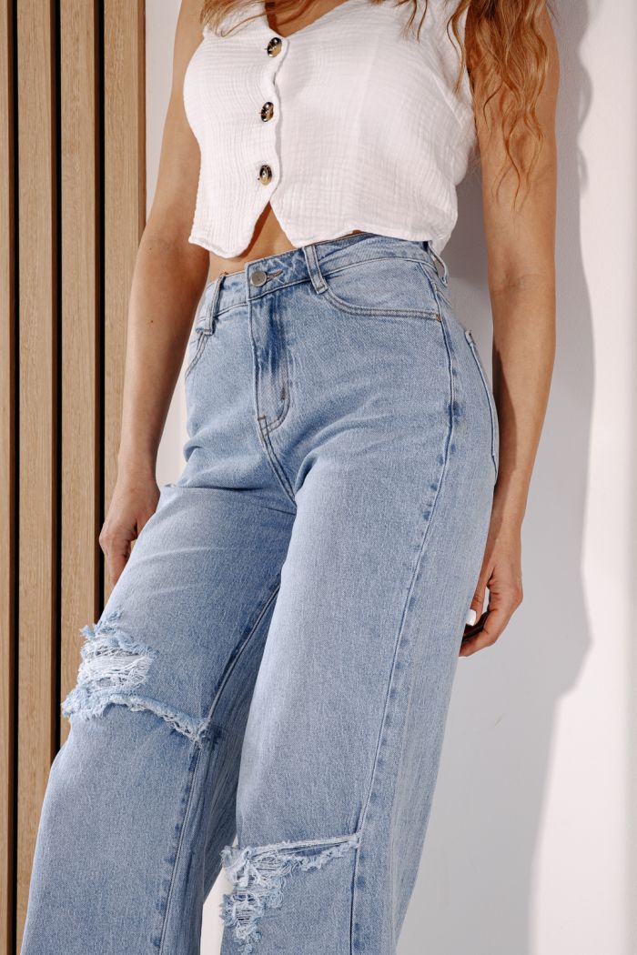 Női Wide Leg farmernadrágok Elida kék #A1378