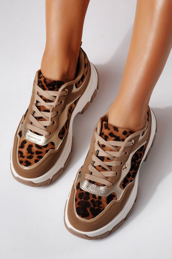 Női sportcipők leopárd öko bőrből készült Savina #24494