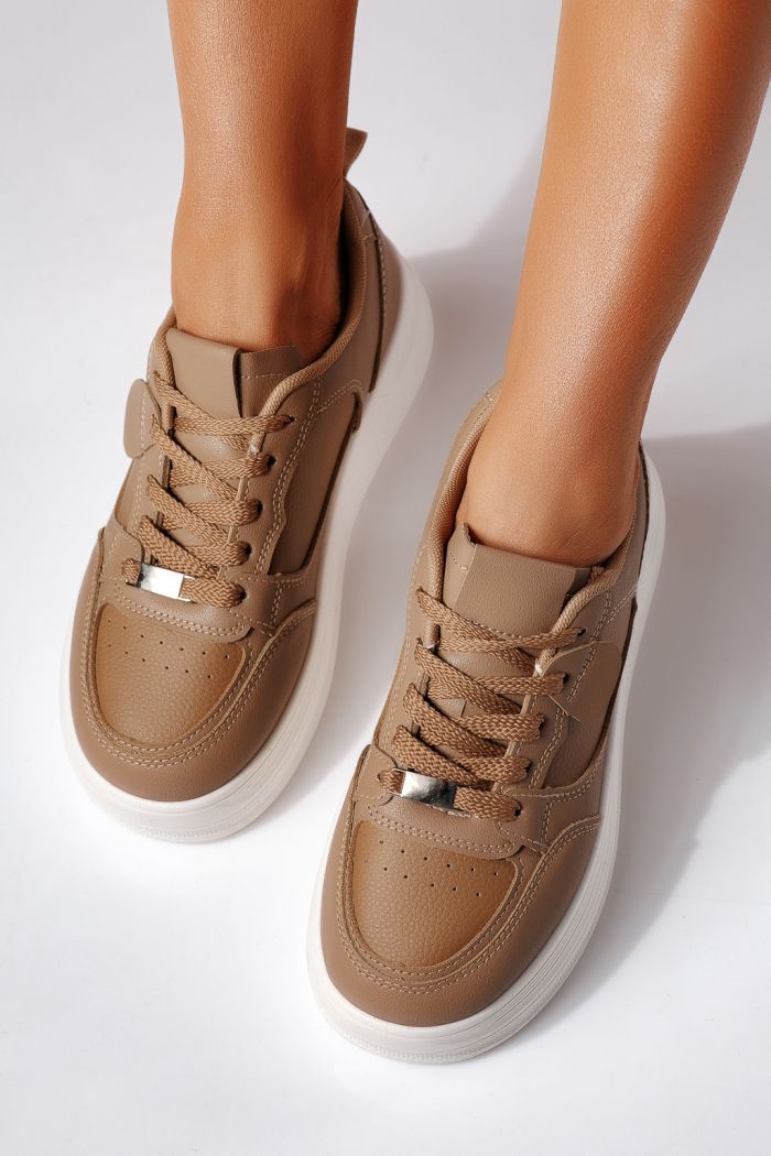 Női sportcipők khaki öko bőrből készült Adna #24411