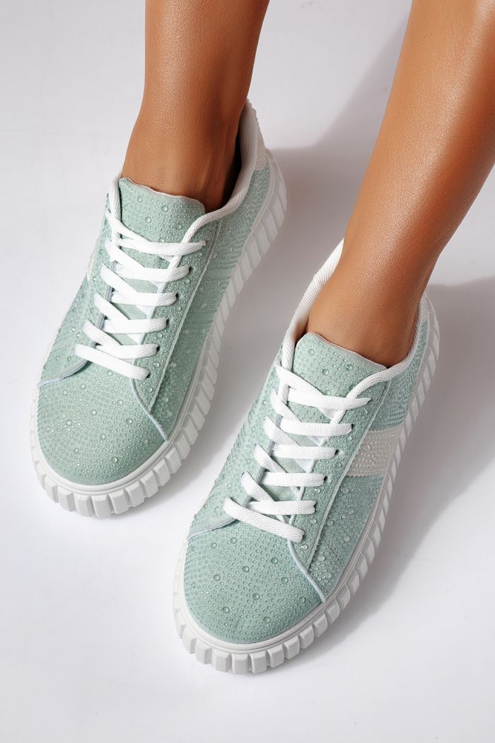 Női zöld velúr tornacipő Loris #24404