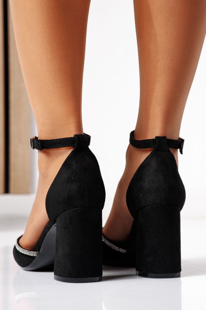 Női fekete magas sarkú cipő ekológikus bőrből Karina #24449