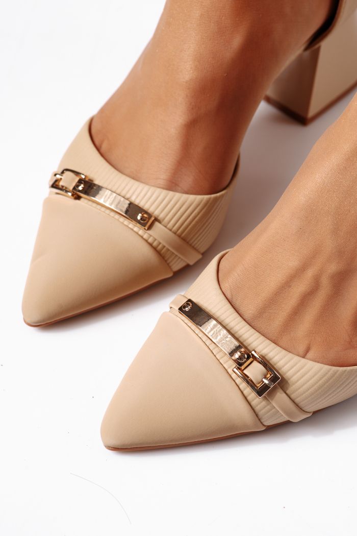 Női magas sarkú cipők nude öko bőrből készült Amina #24422