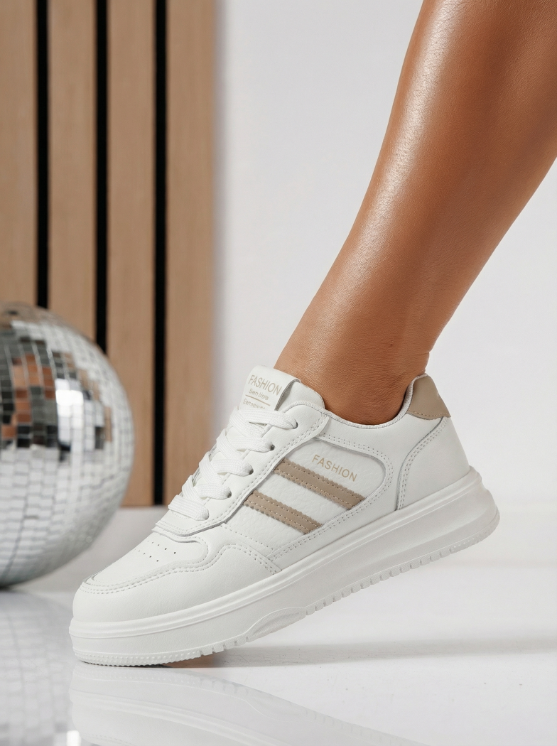 Női sportcipők bézs öko bőrből készült Ekaterina #24498