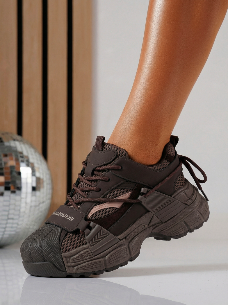 Női sportcipők barna textil anyagból készült Hellen #24512