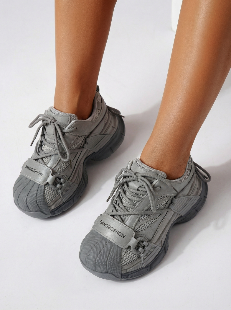 Női sportcipők szürke textil anyagból készült Hellen #24511