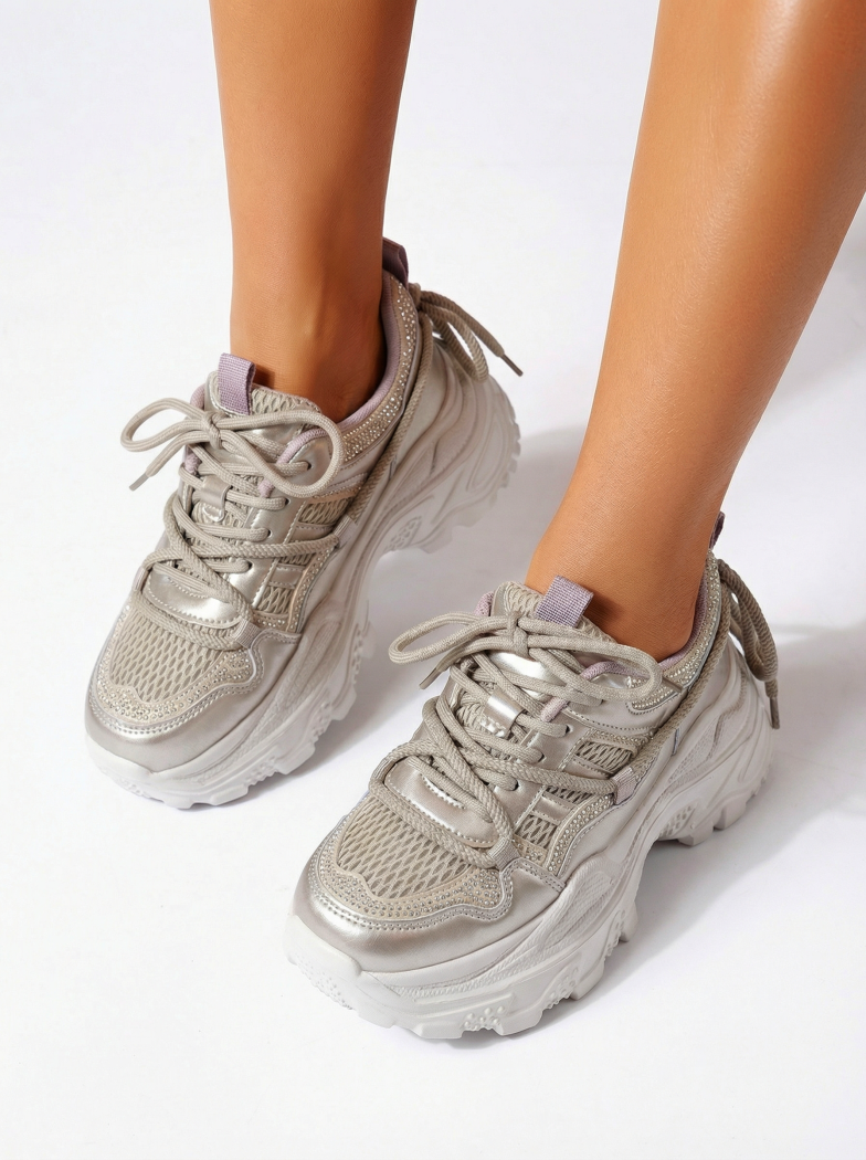 Női sportcipők rózsaszín arannyal textil anyagból készült Ianca #24515