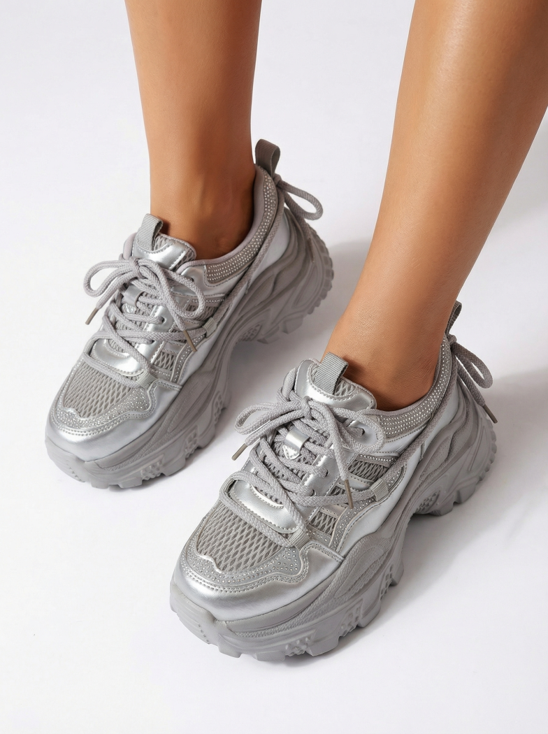 Női sportcipők ezüst textil anyagból készült Ianca #24516