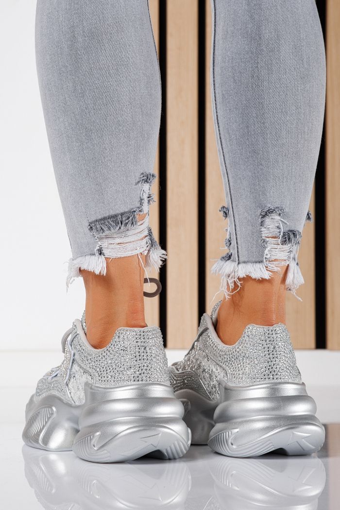 Evelyn Női Sportcipő Ezüst Textil Anyagból #24533