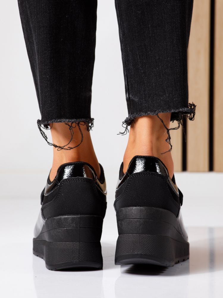 Anais Női Sportcipő cu platforma Fekete Ökológiai Bőrből #24535