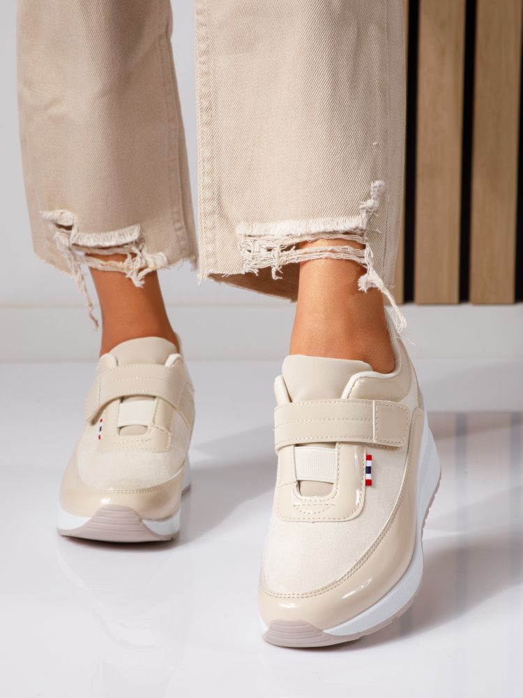 Anais Női Sportcipő cu platforma Bezs Ökológiai Bőrből #24536