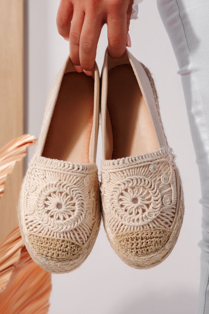 Női espadrillek bézs ekobőrből Emma #2454024540