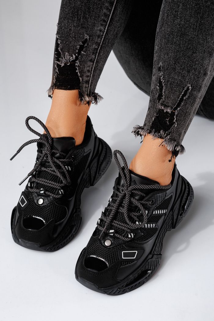 Devi Női Sportcipő Fekete Ökológiai Bőrből #24545