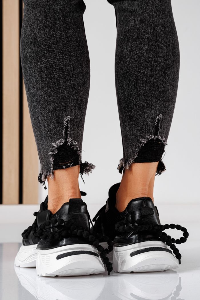 Evi Női Sportcipő Fekete Ökológiai Bőrből #24550