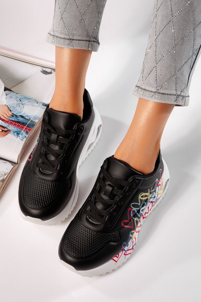 Női fekete tornacipő ökobőrből Beverly #24553