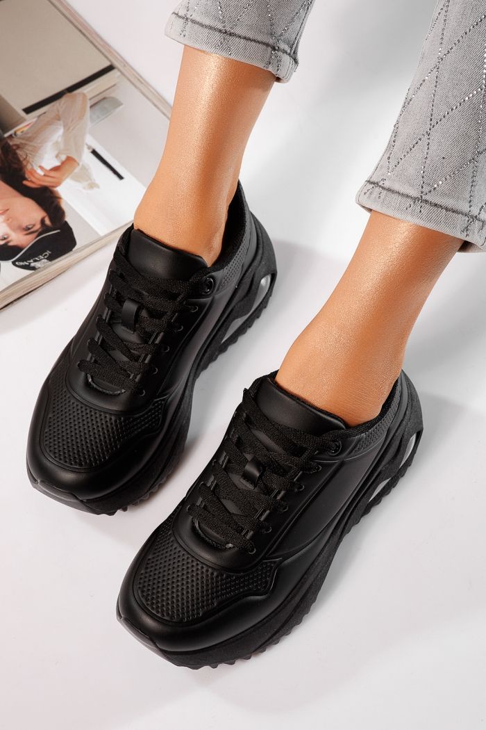 Női fekete tornacipő eco-bőrből Audrey #24555