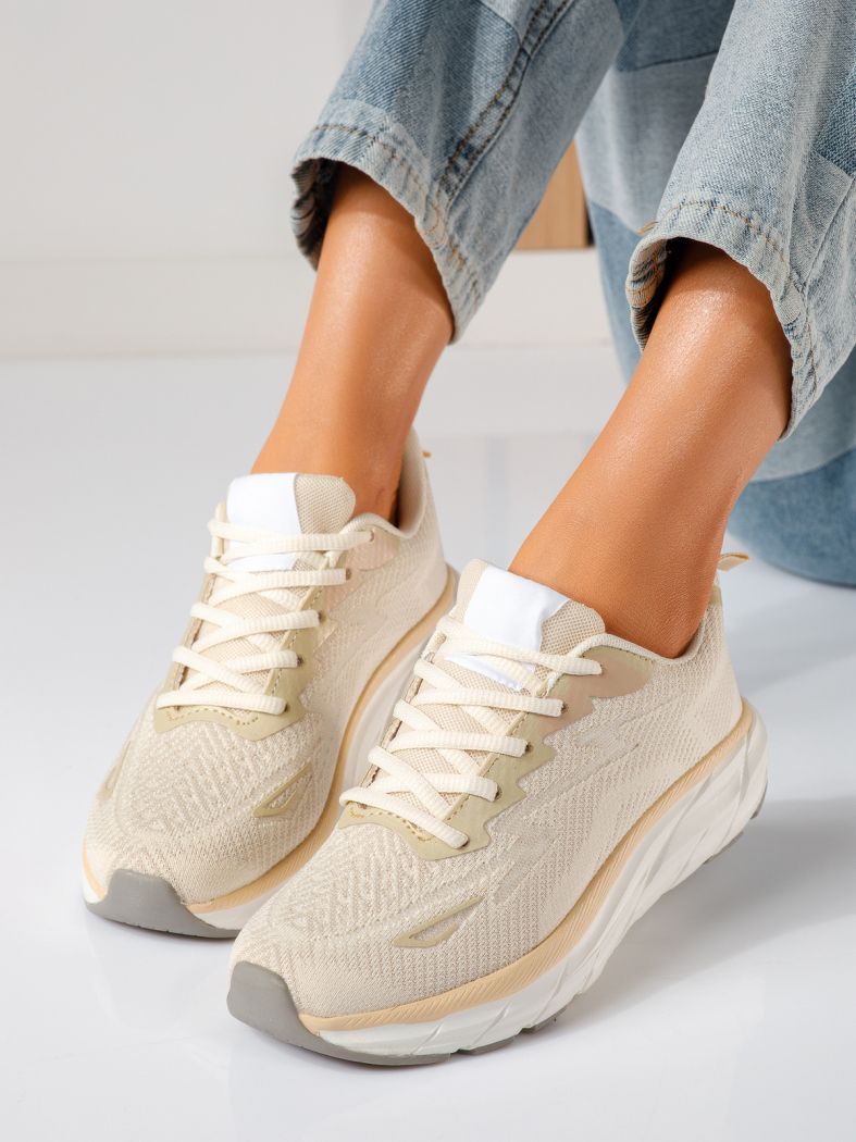 Luisa Női Sportcípő Bézs Textil Anyagból #24559