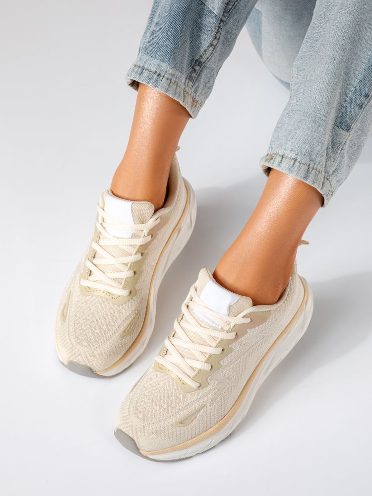 Luisa Női Sportcípő Bézs Textil Anyagból #24559