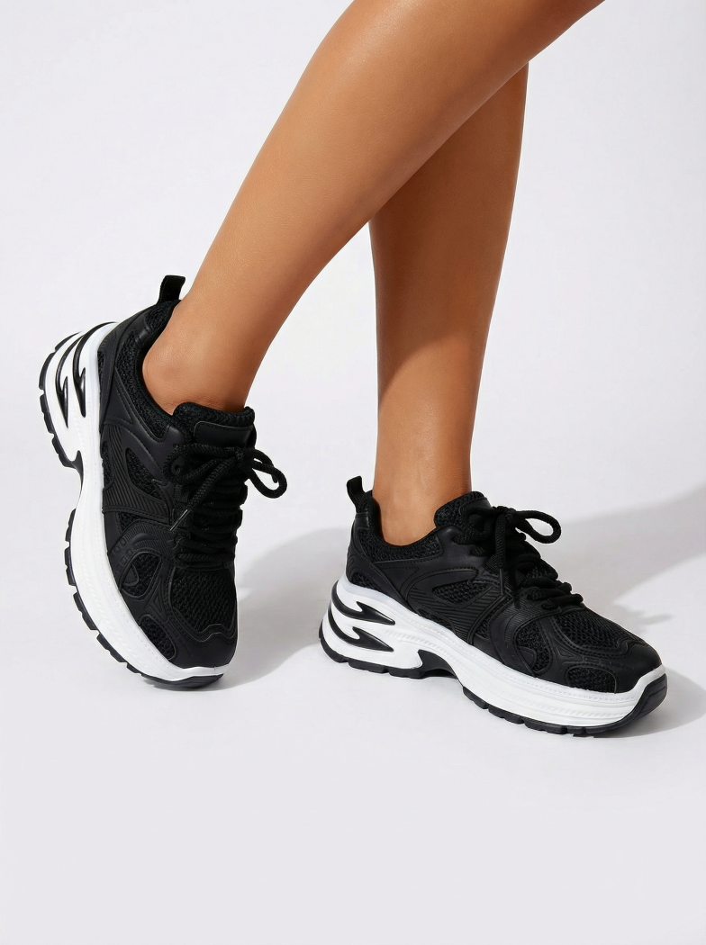 Női fekete sportcipő ekológikus bőrből Amber #24525