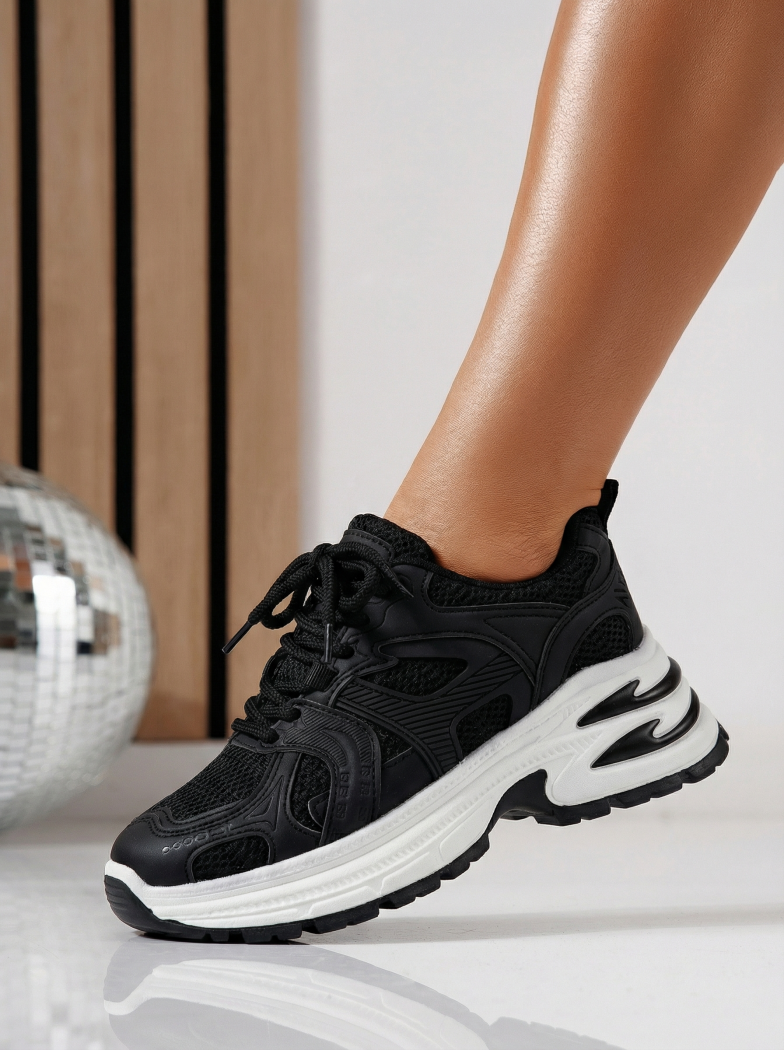 Női fekete sportcipő ekológikus bőrből Amber #24525