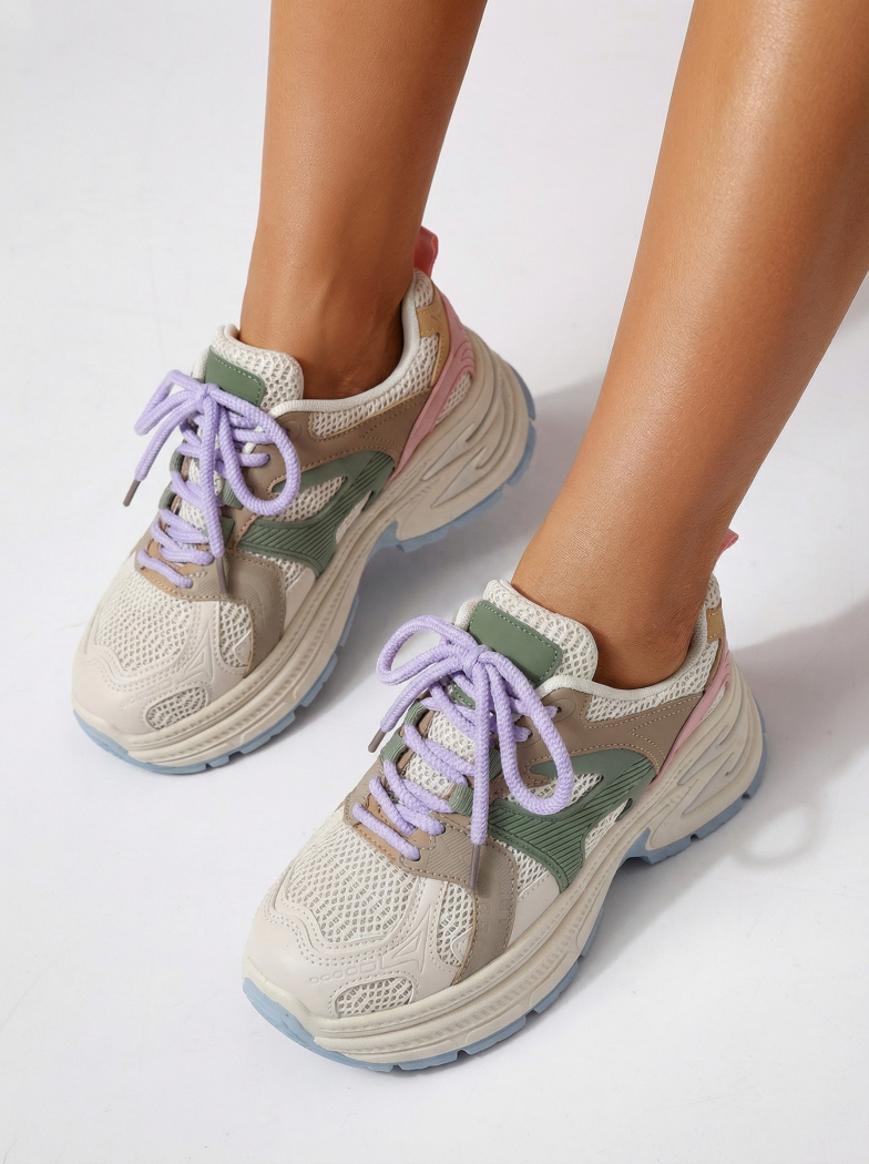 Női bézs színű ekológikus bőrből készült tornacipő Amber #24522