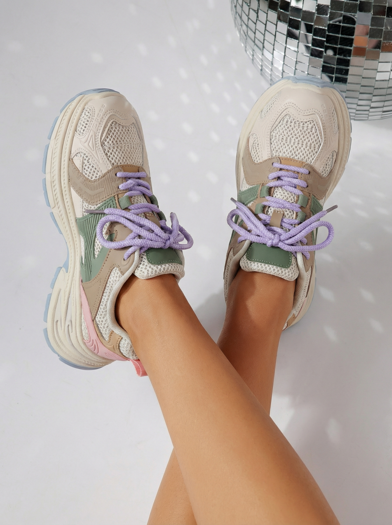 Női bézs színű ekológikus bőrből készült tornacipő Amber #24522