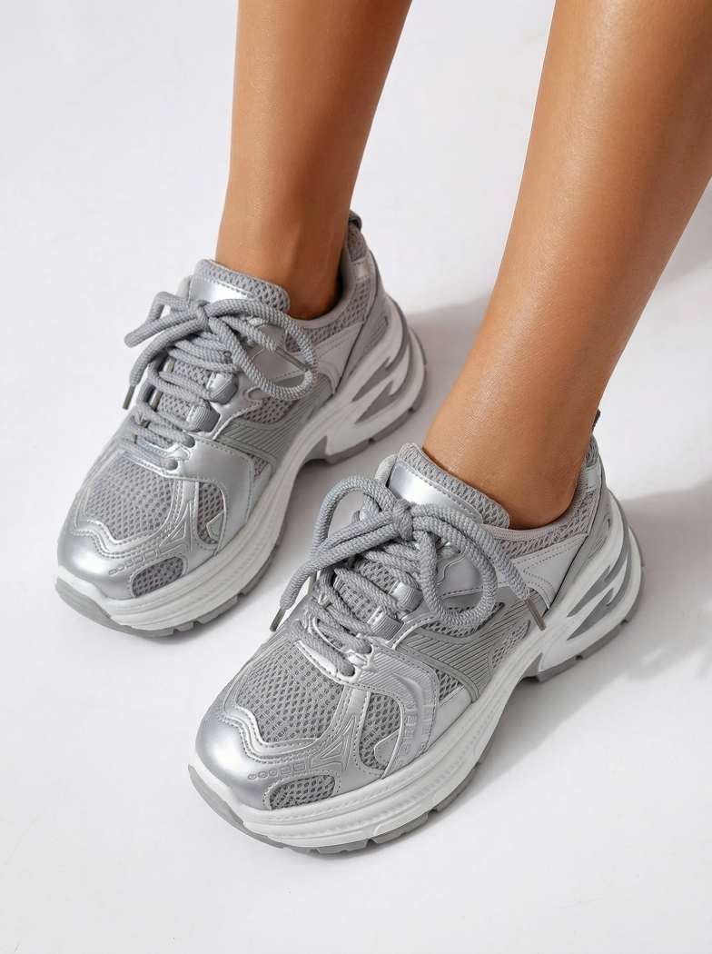 Női szürke ekológikus bőr tornacipő Amber #24523