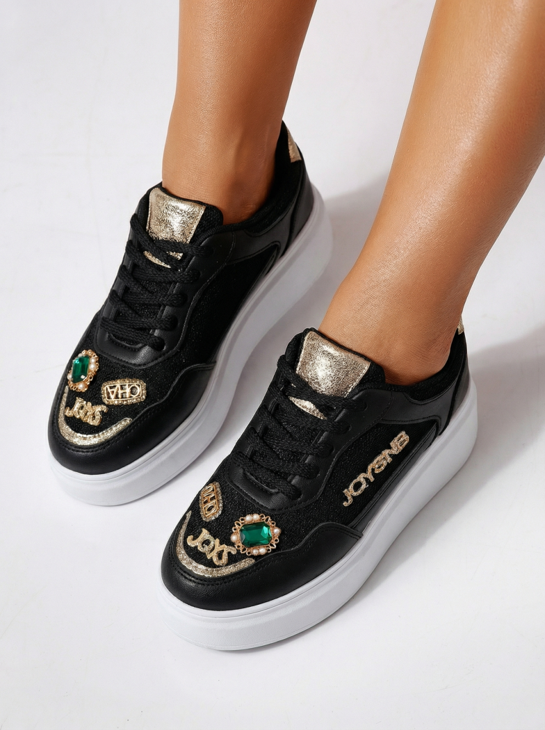 Női fekete sportcipő ekológikus bőrből Margot #24521