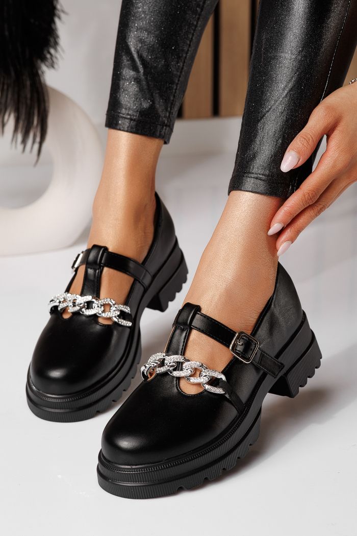 Vespera Női Alkalmi Cipő Fekete Ökológiai Bőrből #24565