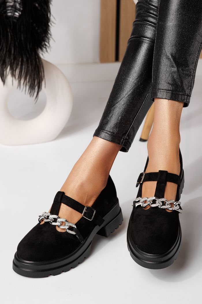 Vespera Női Alkalmi Cipő Fekete Velúr Ökológiai Bőrből #24566