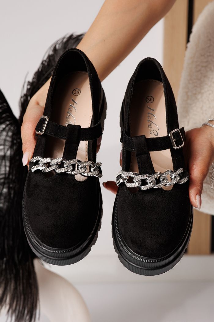 Vespera Női Alkalmi Cipő Fekete Velúr Ökológiai Bőrből #24566