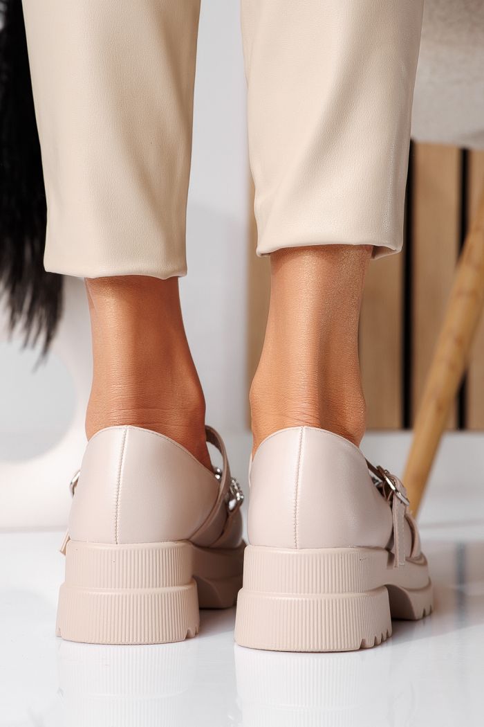 Vespera Női Alkalmi Cipő Bézs Ökológiai Bőrből #24567