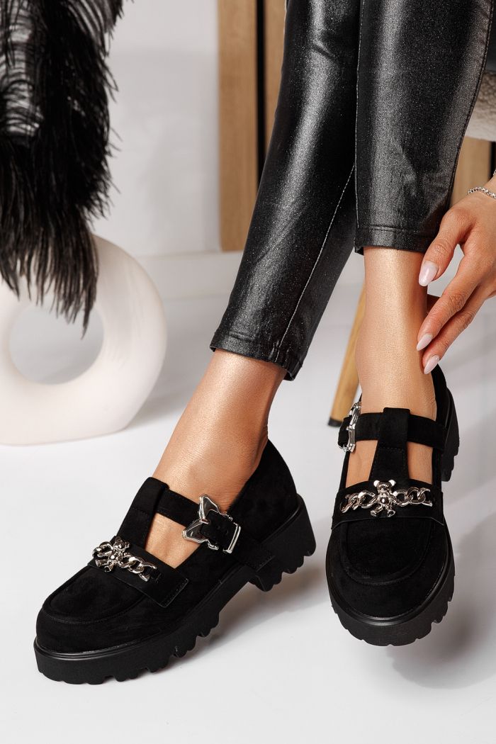 Isis Női Alkalmi Cipő Fekete Velúr Ökológiai Bőrből #24568