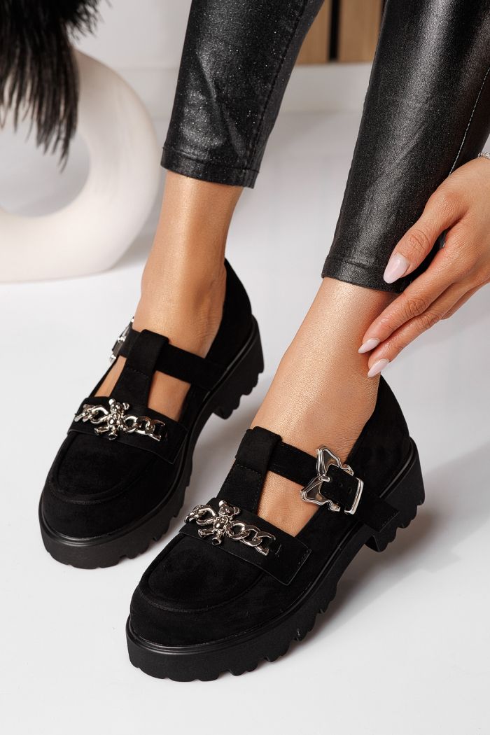 Isis Női Alkalmi Cipő Fekete Velúr Ökológiai Bőrből #24568