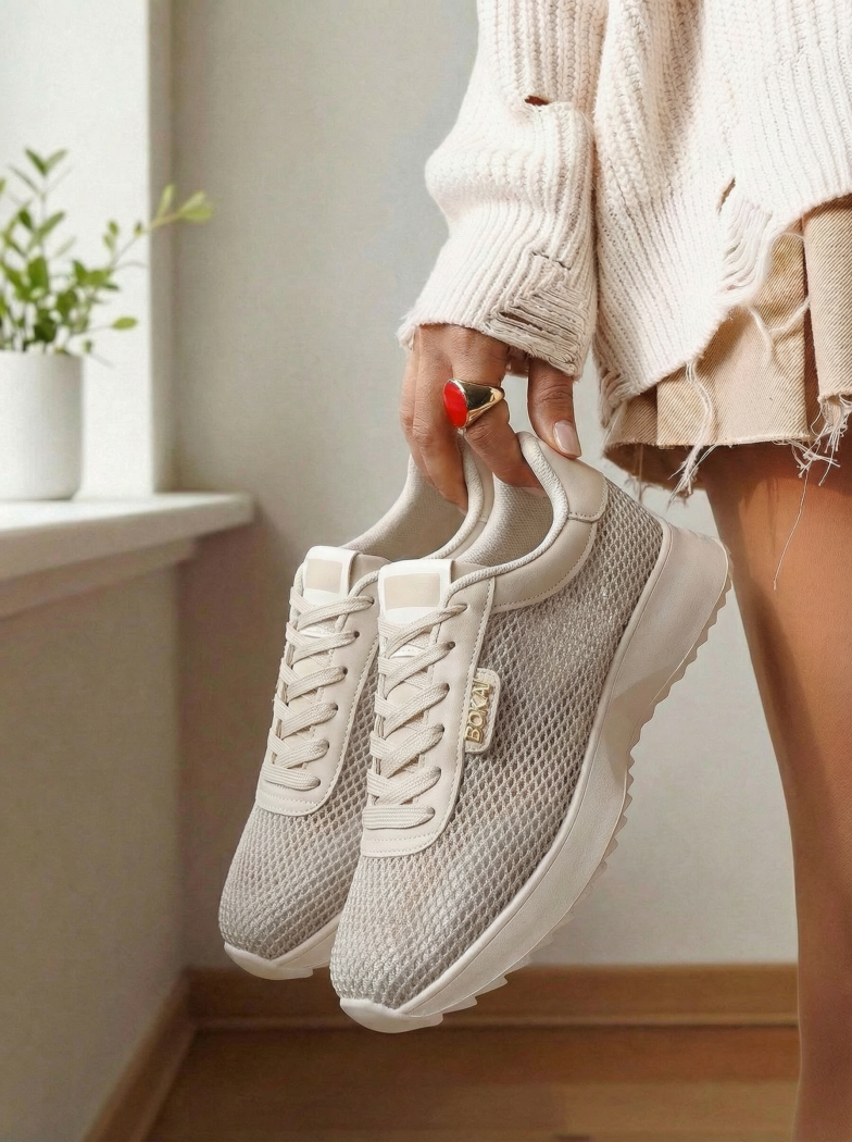 Női sportcipők bézs textil anyagból készült Elah #24462