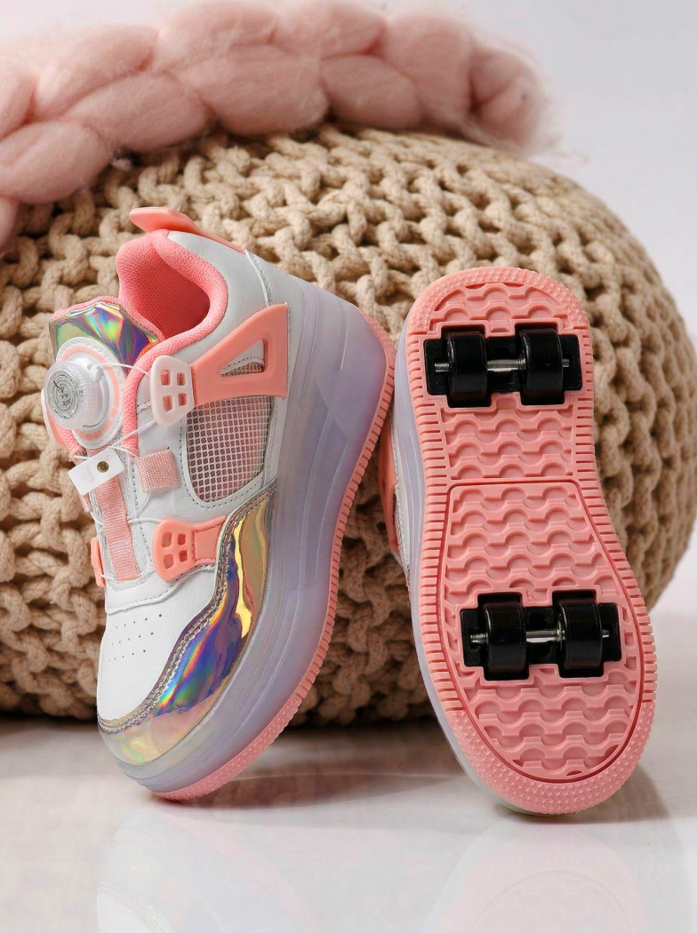 Rózsaszín ekológikus bőr roller tornacipő Helys2 #24572