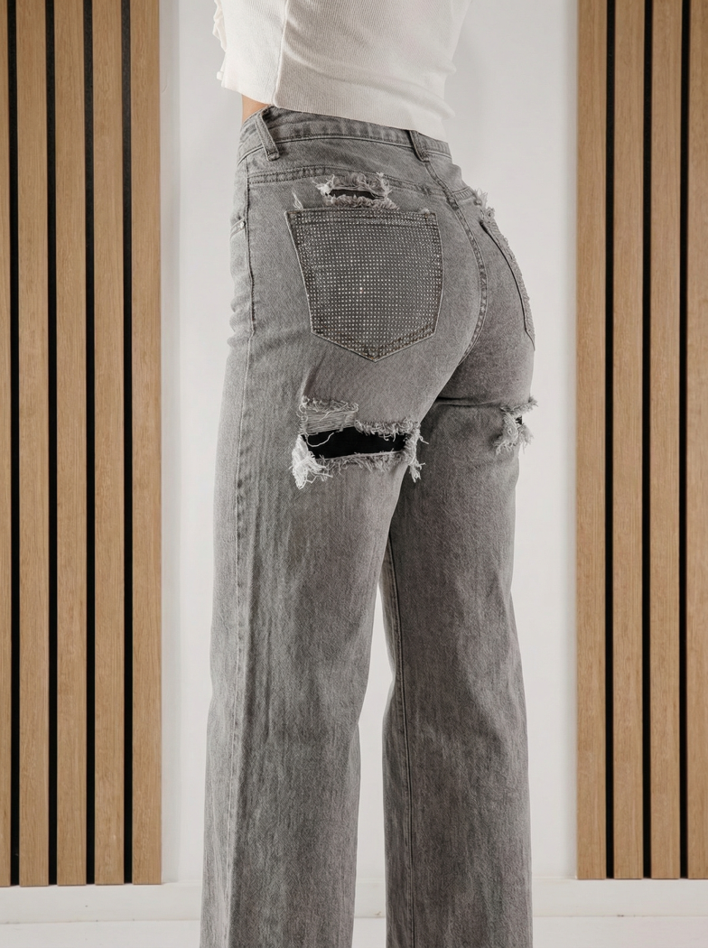 Női Wide Leg farmernadrág Maria szürke #A1392