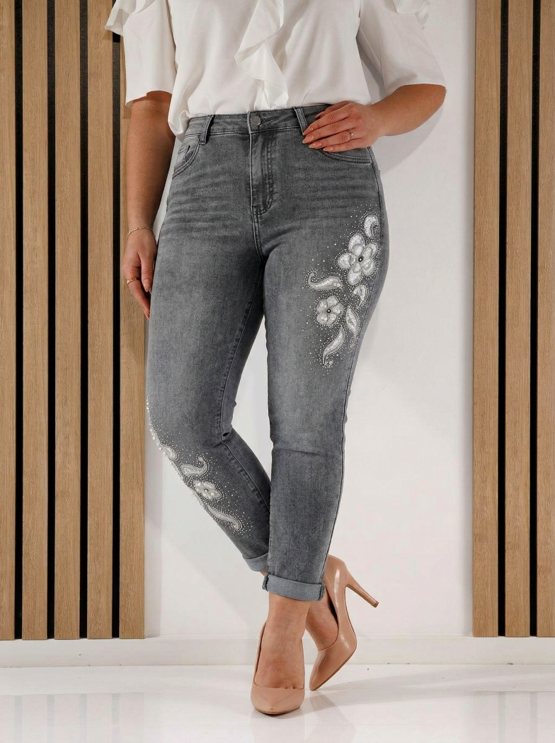 Farmernadrág MomFit nőknek Helena szürke #A1394