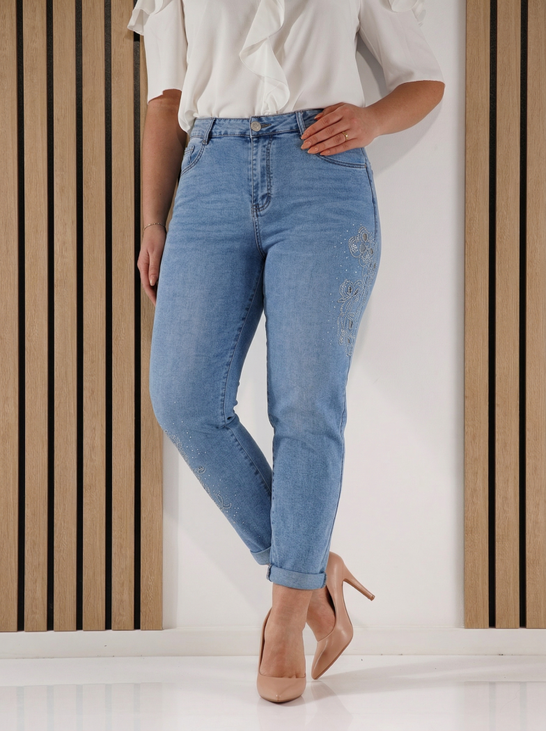 Farmernadrág MomFit nőknek Alyssa kék #A1396