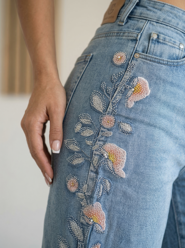 Női trapéz farmernadrág Katia kék #A1414