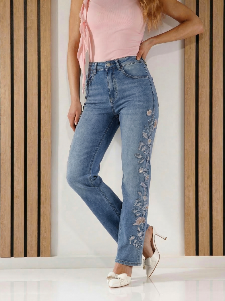 Női trapéz farmernadrág Katia kék #A1414