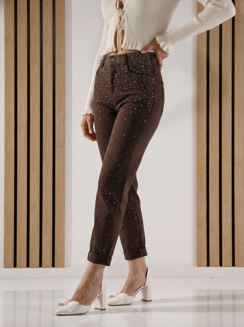 Női trapéz farmer Jenny barna #A1413